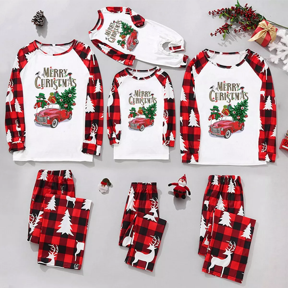 Christmas Family Matching Pajamas Set Mother Father Kids Merry Christmas  Pajamas