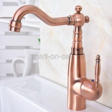 Antique Red Copper Single Handle Swivel Bathroom Sink Vanity Faucet Mixer Tap