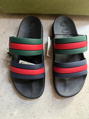 Gucci Sherry Line Rubber Sandals Men's Red/Green 692381 Gucci Sherry Line Rubber Sandals Men's Red/Green 692381