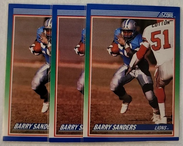 LOT (3) BARRY SANDERS RC 1990 Score Football NFL ROOKIE Card #10 Lions HOF 