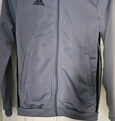 ADIDAS ORIGINAL RARE GREY TRACKSUIT ZIPPED TOP/JACKET 11/12YRS LIME BLACK COLLAR - Picture 3 of 18