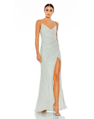 MAC DUGGAL NWT 93733 Sleeveless Faux Wrap Gown Dress MINT SIZE 14 $498