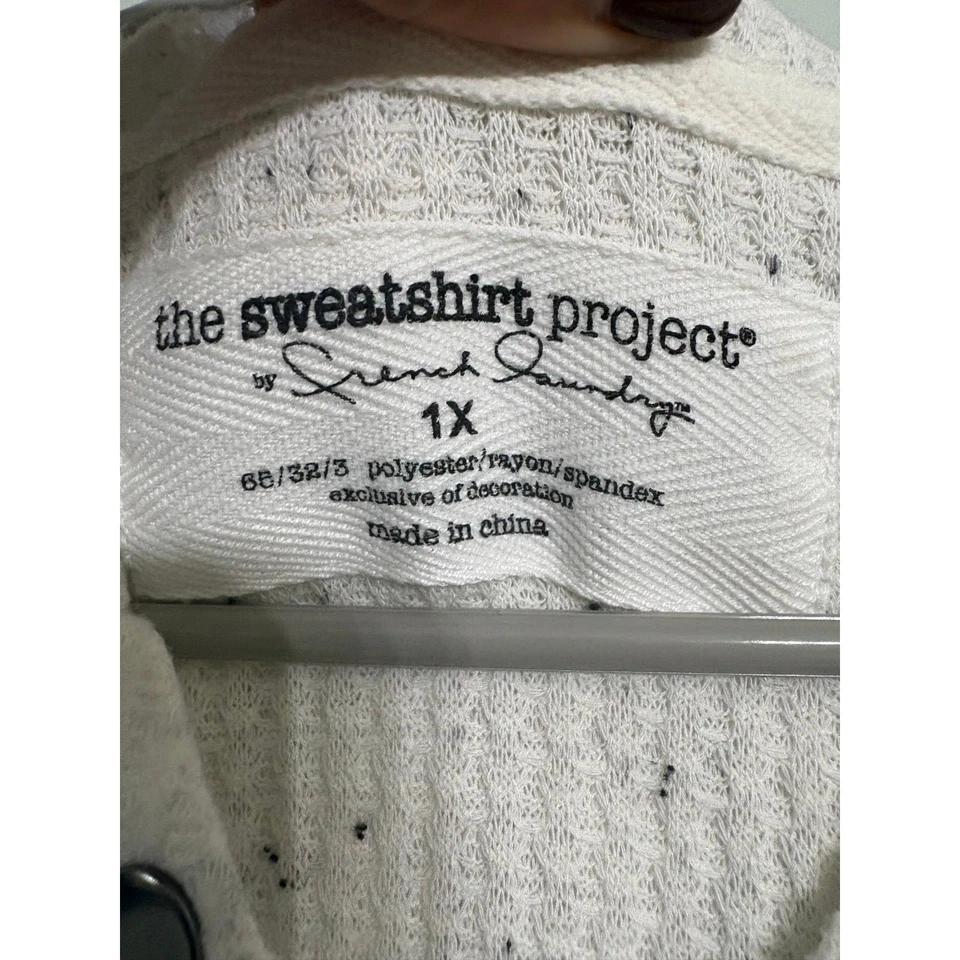 Sudadera con capucha tejida gofre blanca moteada The Sweatshirt Project by French Laundry Foto 3 de 4