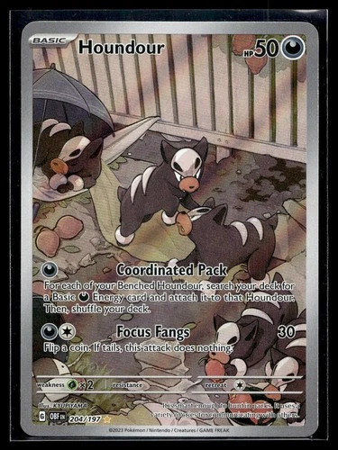 HOUNDOUR 204/197 ILLUSTRATION RARE OBSIDIAN FLAMES POKEMON HOLO