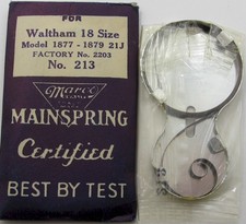 Waltham 18s 1877-1879 2203 21 jewels Watch Mainspring 1 piece  blue alloy 
