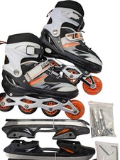 Meteor 4in1 Adjustable Inline Ice Quad Skates Black Size 38-41