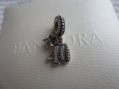 GENUINE PANDORA DANGLE CHARM - S/SILVER + CZ - 40 YEARS OF LOVE - 791288CZ