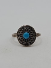 Vintage Sterling Silver 925 Blue Flower Ring Size 7