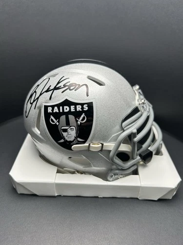Bo Jackson Signed Raiders Riddell Speed Mini Helmet & Silver Visor - 5 Star Auth