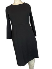 J.Crew Long Sleeve Ponte Stretchy Knit Sheath Dress Black Career Sz 4 Back Zip
