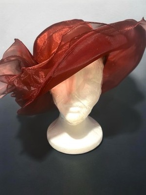Women s Fancy Burgundy Hat Garden Party Wedding Homecoming Ascot Wedding Red NEW