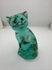 Fenton Lenox Exclusive Cat Teal Aqua Green Flowers Robinson Rare P6