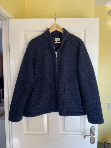 Marks and Spencer ladies navy blue knitted jacket coat size 18