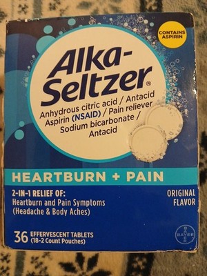ALKA-SELTZER HEARTBURN RELIEF EFFERVESCENT TABLETS 36 CT HEARTBURN PAIN ORIGINAL