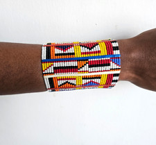 Handmade Maasai Beaded Cuff Bracelet African Tribal Jewelry Colorful Bracelet