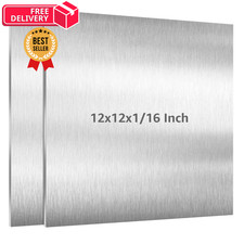 AMZDEPOT 2 Pack 6061 T651 Aluminum Sheet Metal 12" x 12"x12"x1/16", Silver