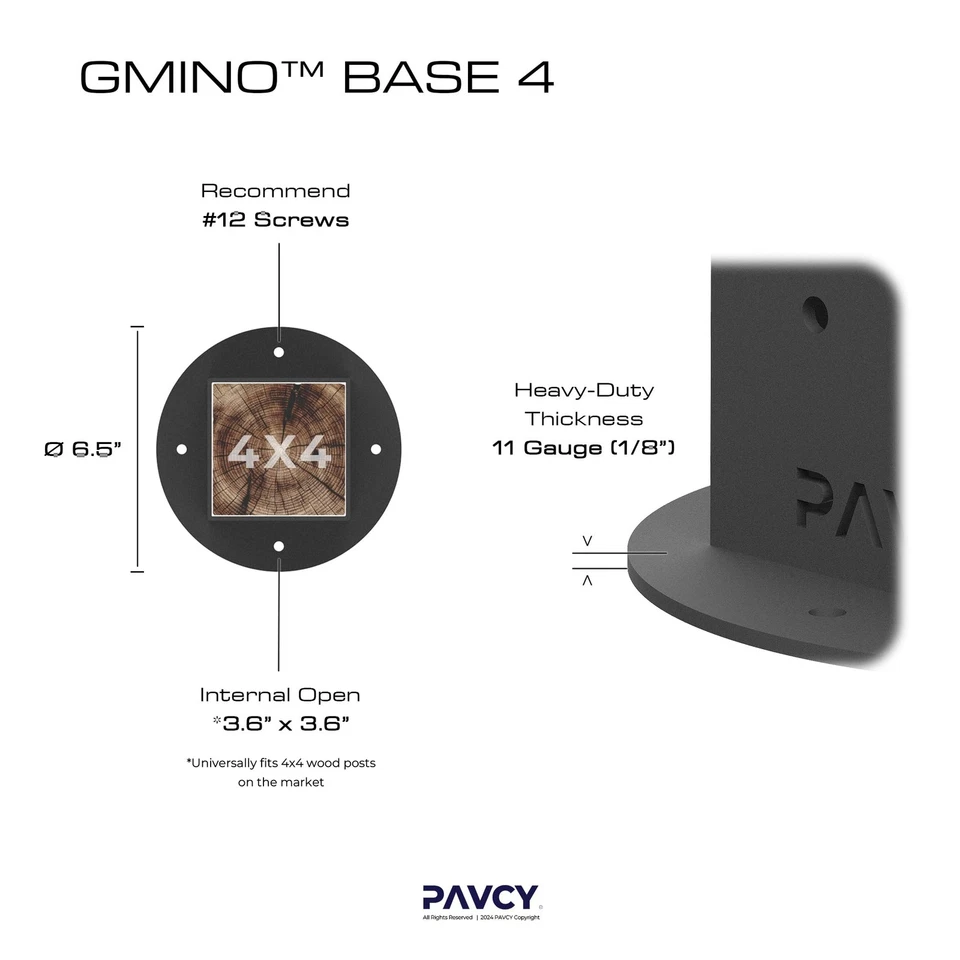Super-Duty Post Base, GMINO 4x4 Post Bracket for Fence Anchor, Deck Railing, ... - Image 2 of 4