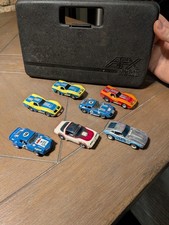 Vintage Aurora AFX HO Slot Cars Lot OF 7 CORVETTE /DATSUN/ CAMARO PIT CASE ETC