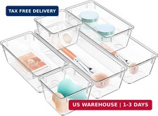 6 Pack Clear Drawer Organizer Set, Drawer Storage Trays, Storage Bins Acrylic