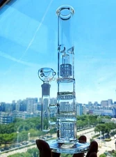 Tall Matrix honey Glass Water Pipe bong Sidecar Hookah rig Smoking Rig 14mm