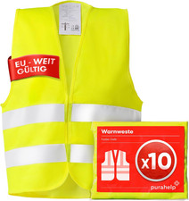 Warnwesten Auto 10Er Set - Europaweit Gültig Nach EN ISO 20471 - Reflektierende 