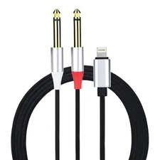 Lightning to Dual 6.35mm Mono Stereo Y-Cable Splitter 1/4... 