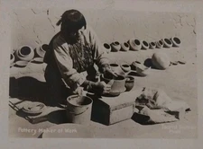 Pueblo County Indian Maria Martinez Famous Artist Pottery Maker At Work c1938