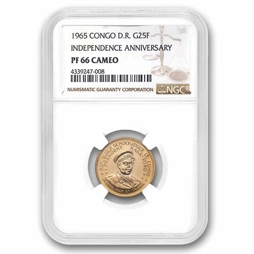 1965 Congo Proof Gold 25 Francs 5th Anniversary PF-66 NGC