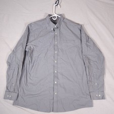 Eddie Bauer Wrinkle Free Button Shirt Mens TXL Tall Classic Fit Gray Striped