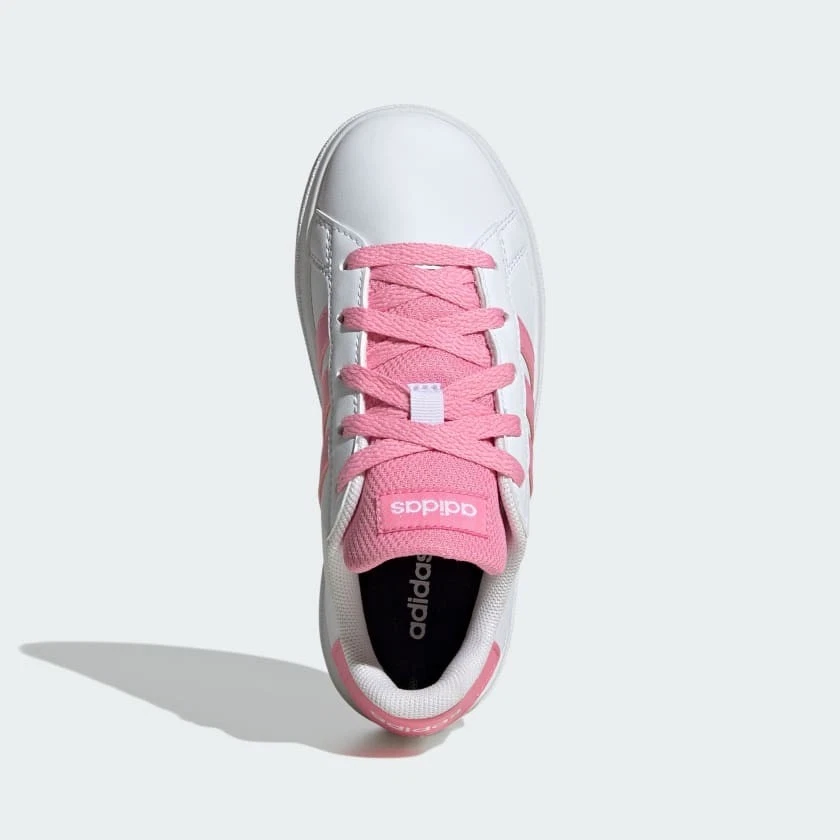 Adidas Kids Grand Court Lifestyle Tennis Lace-Up Shoes White / Bliss Pink JS4345 - Image 2 of 4
