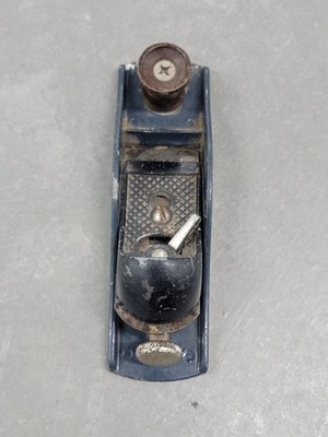VINTAGE Made In USA Wood Block Plane Woodworking Tool Blue