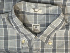 Peter Millar Shirt Mens XL Blue Plaid Button Up Long Sleeve Cotton Casual Dress