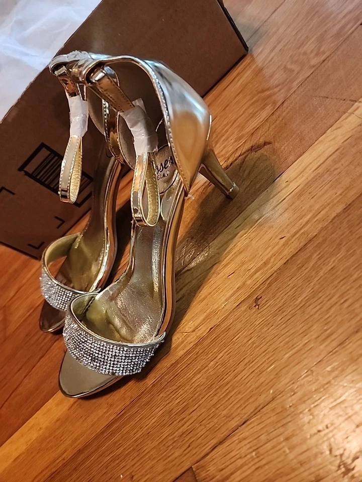 Essex Glam Women's Ankle Strap Sparkle Silver Heels Size 5 - Image 4 of 4
