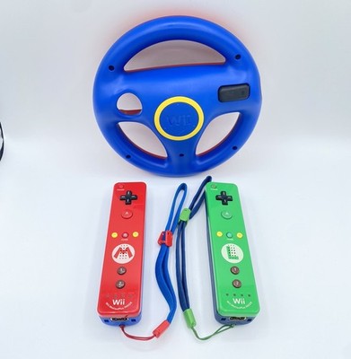 Mario and Luigi Nintendo Wii Motion Plus Remote Controllers OEM Wiimote & Wheel