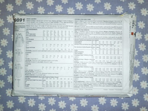 SIMPLICITY 9891 MISSES MEDIEVAL DRESS COSTUME PATTERN-UNCUT-14-16-18-20 - Picture 3 of 3