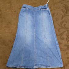 VTG Ralph Lauren Women s Blue Cotton Denim A-Line Long Skirt Zip Closure Size 6
