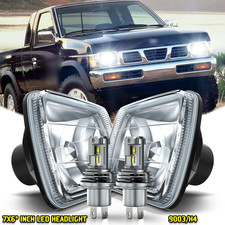 7x6 Inch White Led Semi Sealed Conversion Chrome Crystal Headlight Headlamp 2pcs