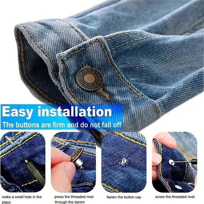 Jeansknöpfe zum Nieten Hosen Knopf Jeansknopf Hosenknöpfe Ersatz Metall Knöpfe