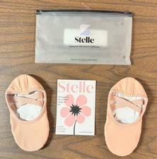Girl's STELLE Ballet Premium Pink Leather Shoes NEW Yoga Dance Slippers Size 11m