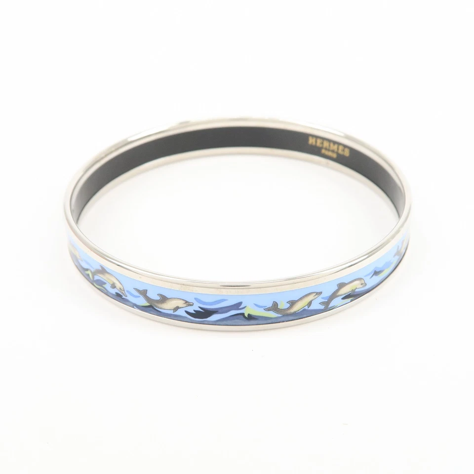 Brazalete Brazalete HERMES Email PM Plateado Azul Delfín Auténtico Usado Envío Gratis Foto 2 de 4