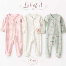 Carter  s Baby Girl 9M Fleece Footed Pajamas Sleep  Play Lot of 3 NWT