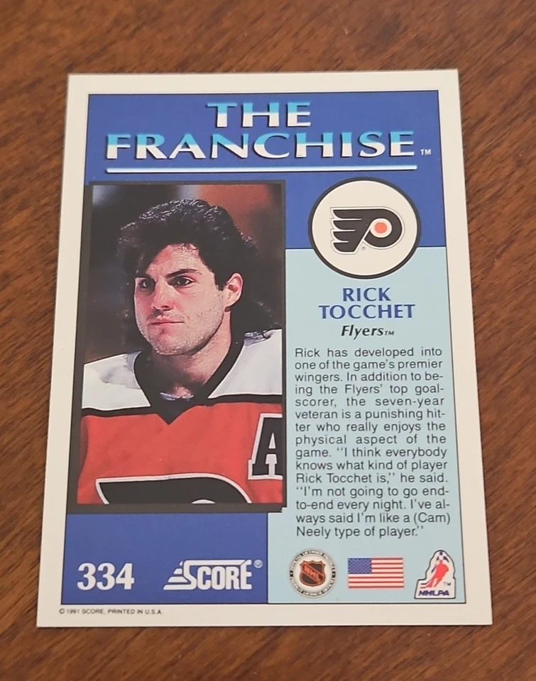 1991-92 Score American - #334 Rick Tocchet - Image 2 of 2