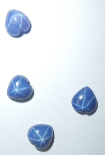 Blue Star Sapphire Heart 7x7 mm Cabochon 6 Rayed Lab-created Opaque 15 pcs Lot - Picture 12 of 12