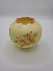 Fenton Burmese Uranium Glass Rose Bowl Signed Hand Painted