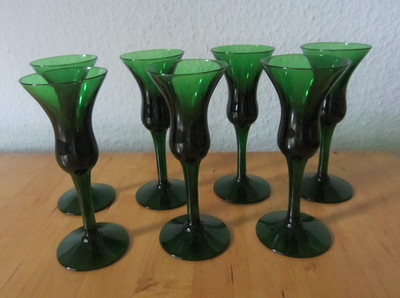 7 Holmegaard Kastrup Gläser grün Aquavit Glas 