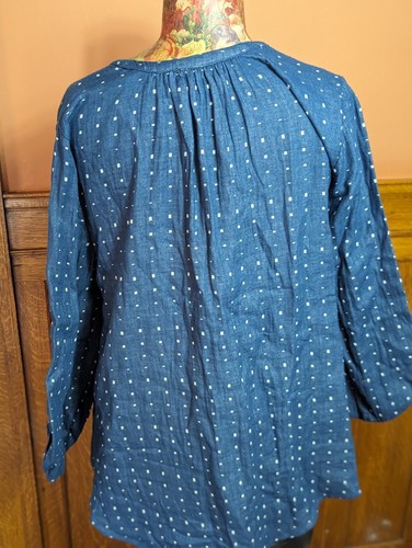Shannon Passero Cotton Gauze Art To Wear Lagenloon Indigo Blouse Top Sz S - Picture 4 of 6