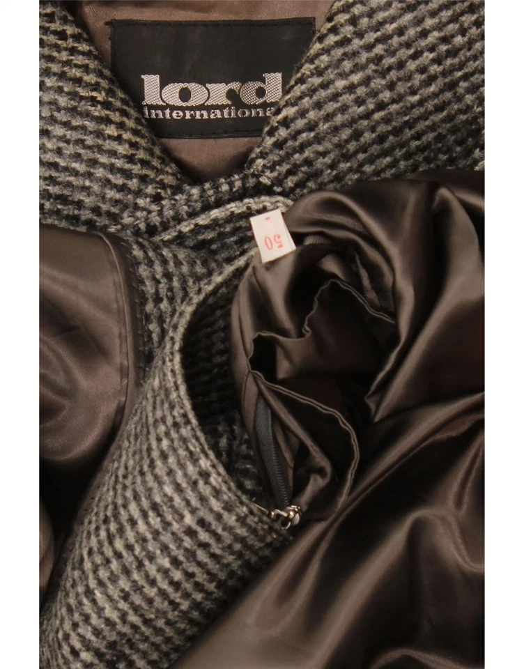 LORD Mens Overcoat IT 50 Large Grey Houndstooth New Wool BQ11 - Image 3 of 3