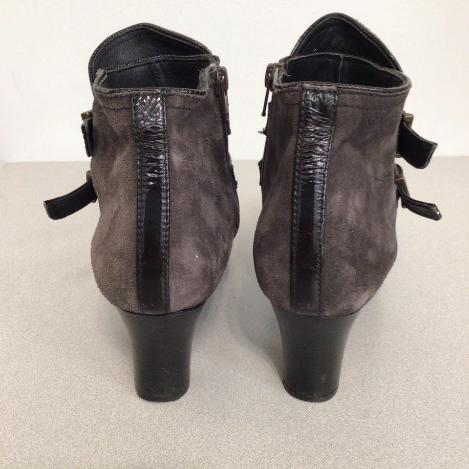 Botines CHIE MIHARA Gris Grafito Gamuza Cuero Negro Hebilla Correas Talla 39  Foto 4 de 4