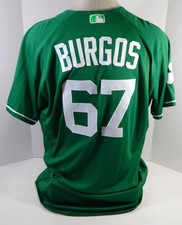 2018 Detroit Tigers Enrique Burgos #67 Game Issued Green Jersey St Patricks 48 4