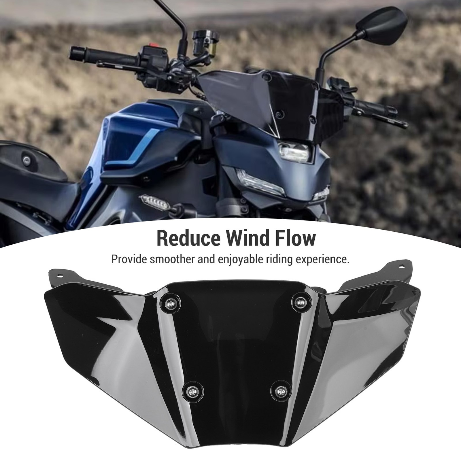 ´Black Motorcycle Windshield Enhanced Aerodynamics Windscreen Wind Deflector